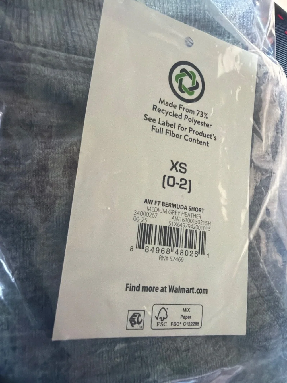 Athletic Works Med. Gray Heather Bermuda Shorts Size XS NWT